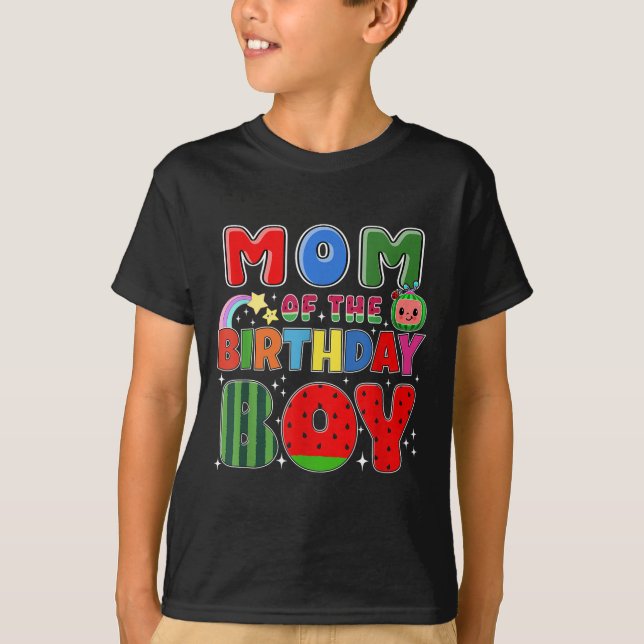Mom Of The Birthday Boy Melon Family Matching Funn T Shirt (Framsida)