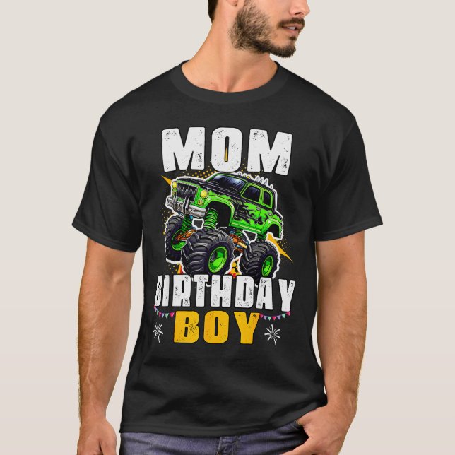 Mom Of The Birthday Boy Monster Truck Family Match T Shirt (Framsida)