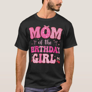 Mom Of The Birthday Girl Coquette Bow Cherry Birth T Shirt