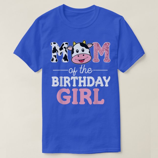 Mom of The Birthday Girl Shirt Farm Cow Mommy Mama T Shirt (Design framsida)