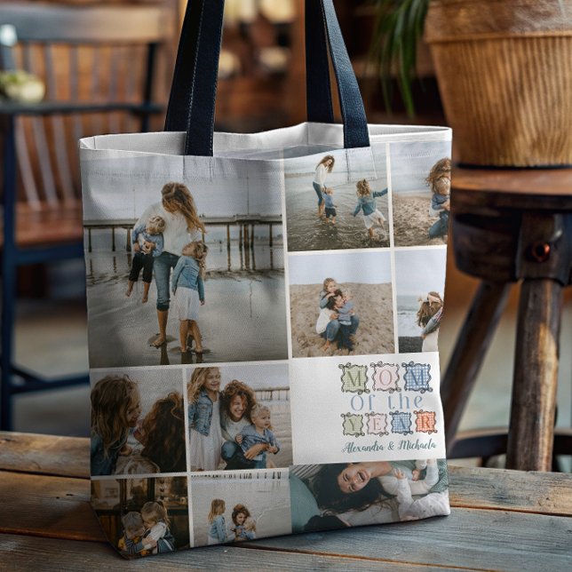 Mom of the Year Patchwork Photo Design Tygkasse (Skapare uppladdad)