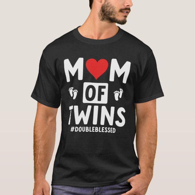 Mom Of Twins Double Blessed Twin Mom T Shirt (Framsida)
