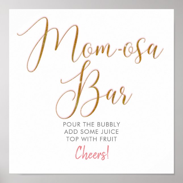 Mom-osa Bar Guld Glitter Skript Text Affisch (Framsidan)