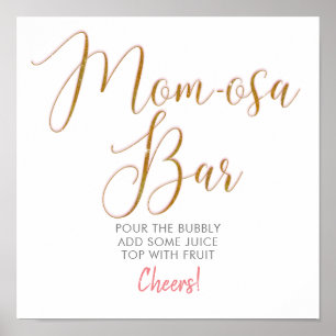 Mom-osa Bar Guld Glitter Skript Textaffisch Poster