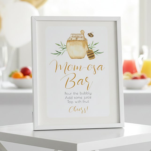 Mom-osa Bar Honey Bee Baby Shower Table Sign Poster (Skapare uppladdad)