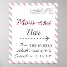 Mom-osa Mimosa Bar Drinka Resa Flygplan Party Poster
