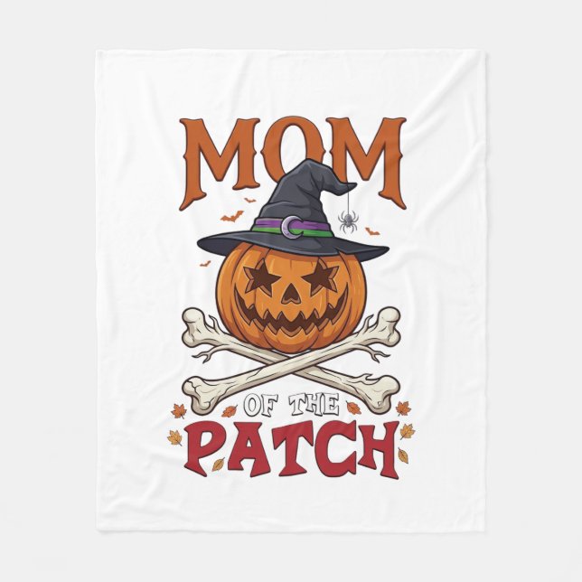 Mom Patch Halloween Pumpa Häxa Hatt Korsben_1 Fleecefilt (Framsidan)