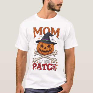 Mom Patch Halloween Pumpa Häxa Hatt Korsben_1 T Shirt