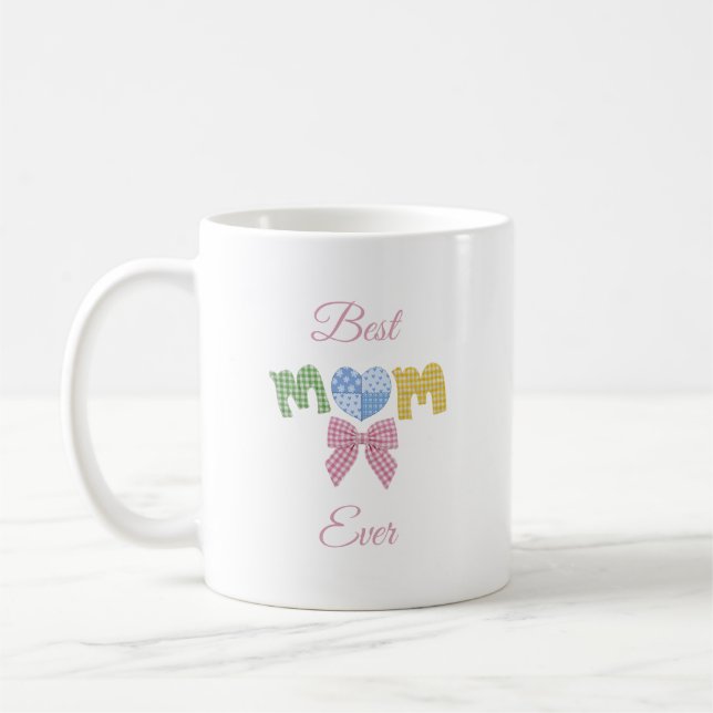 Mom Patchwork Mother's Day Gift Custom Kaffemugg (Vänster)