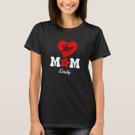 Mom Personalized name cute red heart T-Shirt