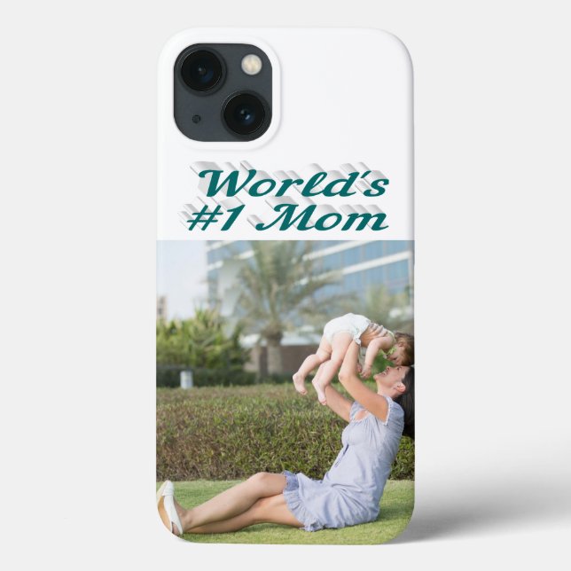 Mom Photo green text iPhone Case (Baksida)
