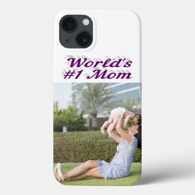 Mom Photo purple text iPhone Case (Baksida)