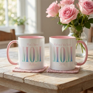 MOM Regnbågsfärger, Anpassat Namn, Motiverande Tex Mugg