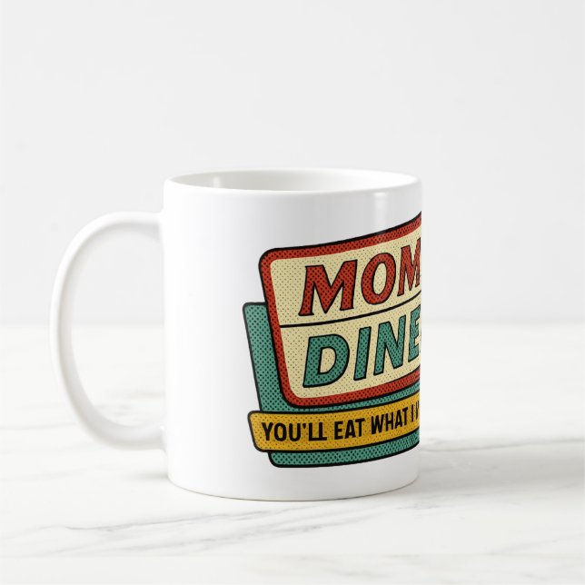 Mom’s Diner Retro Sign – 1950s Halftone Humor Kaffemugg (Vänster)