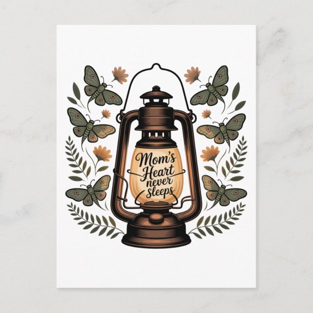Mom’s Heart Never Sleeps Vykort (Framsida)