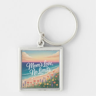 Mom’s Love, No Limits Fyrkantig Silverfärgad Nyckelring