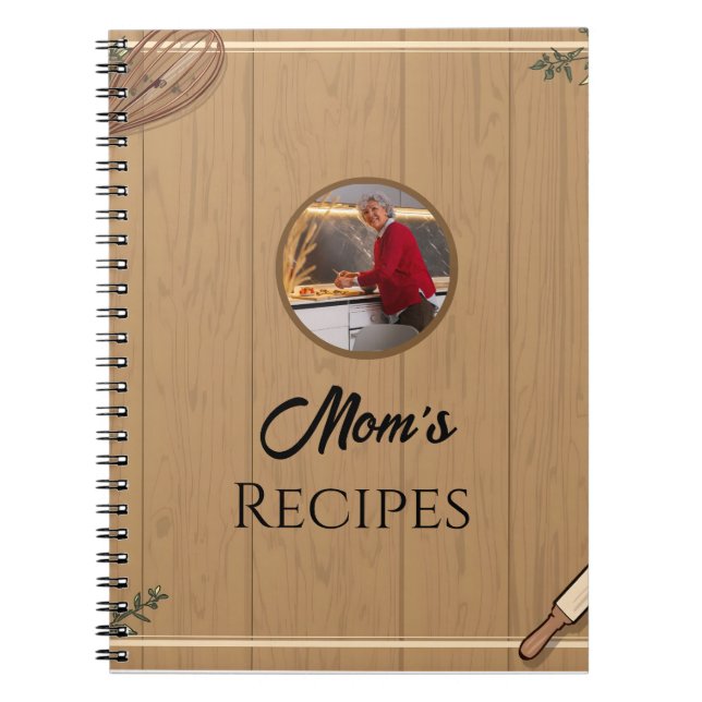 Mom’s Rustic Kitchen Recipe Layout Editable Anteckningsbok (Framsidan)