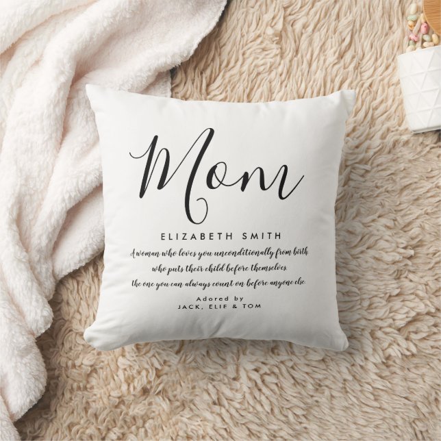 Mom Sitat Elegant Svart och Vitt Kastkudde Kudde (Filt)