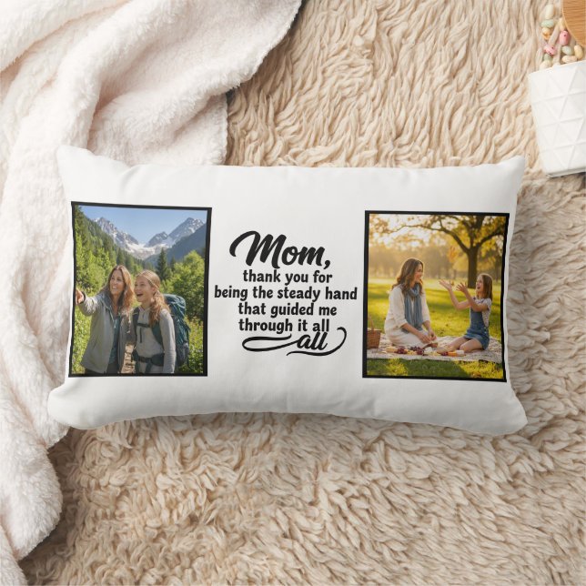 Mom Steady Hand Guided Me Brush Script 2 Photo Lumbarkudde (Filt)