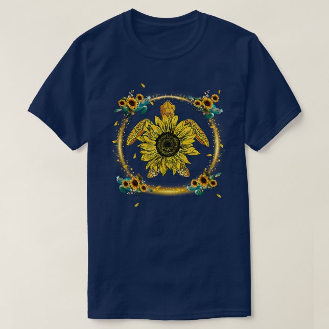 Mom Sunflower Turtle Personalized Grandma Mom  T Shirt (Design framsida)