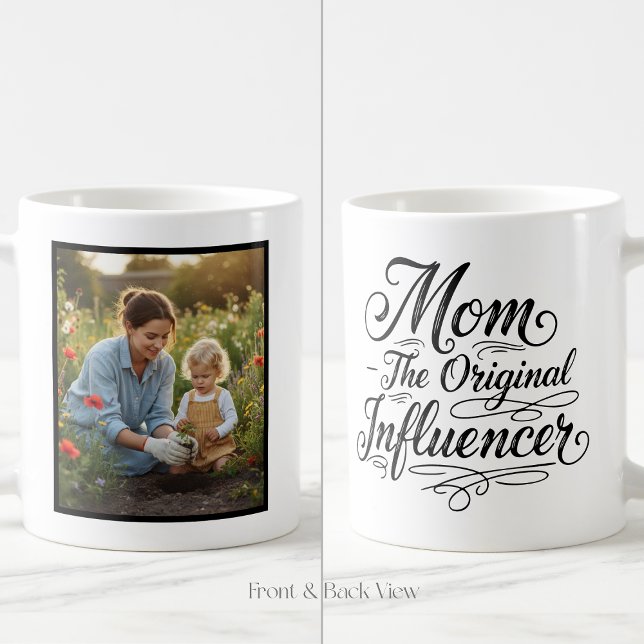 Mom The Original Influencer Trendy Custom 1 Photo Kaffemugg (Skapare uppladdad)