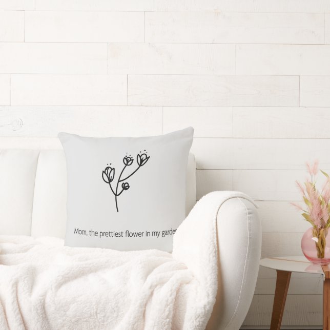 Mom the Prettiest Flower (Black Typography) Kudde (Soffa)