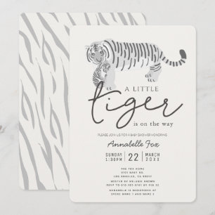 Mom Tiger & Cub Cream Könsneutrala Babyshower Inbjudningar