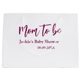 Mom to be baby shower name date pink simple minima