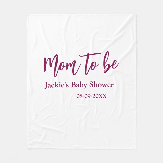 Mom to be baby shower name date pink simple minima fleecefilt (Framsidan)