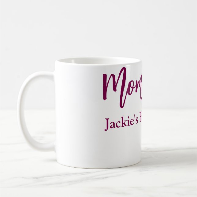Mom to be baby shower name date pink simple minima kaffemugg (Vänster)