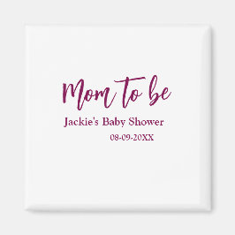 Mom to be baby shower name date pink simple minima magnet