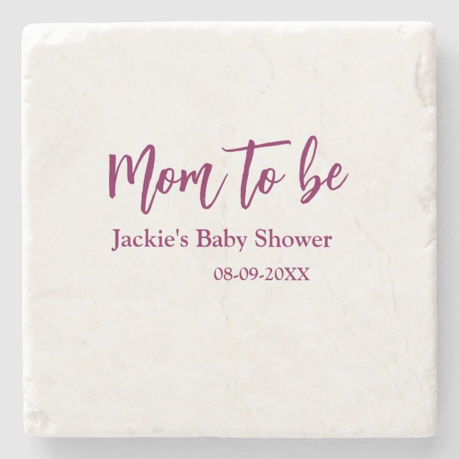 Mom to be baby shower name date pink simple minima stenunderlägg (Framsidan)