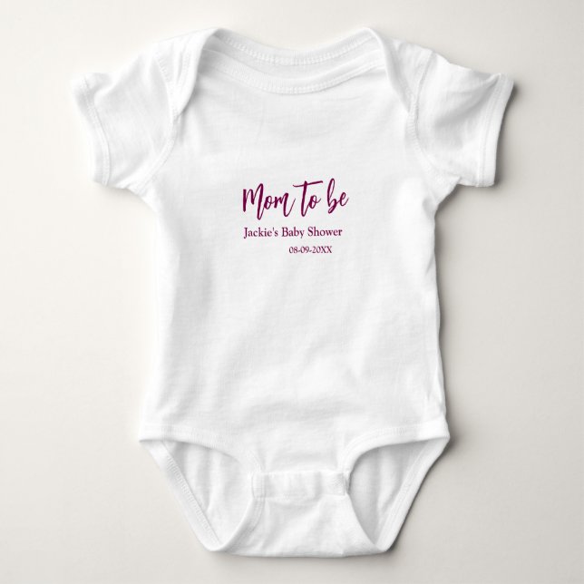 Mom to be baby shower name date pink simple minima t shirt (Framsida)