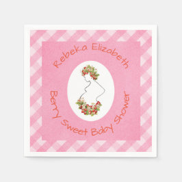 Mom to Be Berry Sweet Pink Gingham Shower Pappersservett