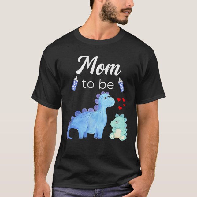 Mom To Be Dinosaur Baby Shower For Boy T Shirt (Framsida)