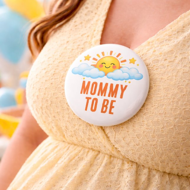 Mom To Be Sunshine Baby Shower Sun Clouds Theme Knapp (Skapare uppladdad)