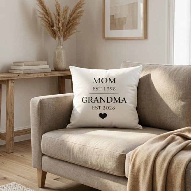 Mom to Grandma Est Year Generational Milestone Kudde (Skapare uppladdad)