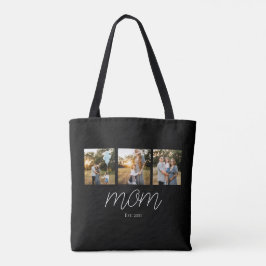 Mom Upprättade Manus Svart 3 Foto Tote Bag Tygkasse