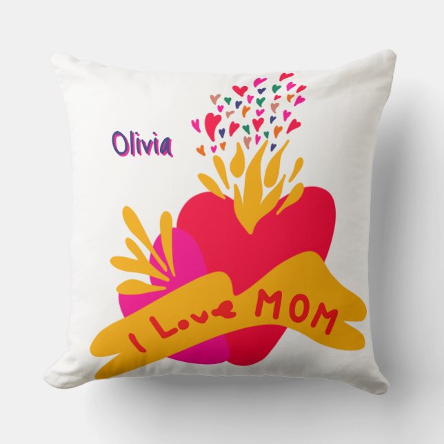 Mom with colorful hearts kudde (Framsida)