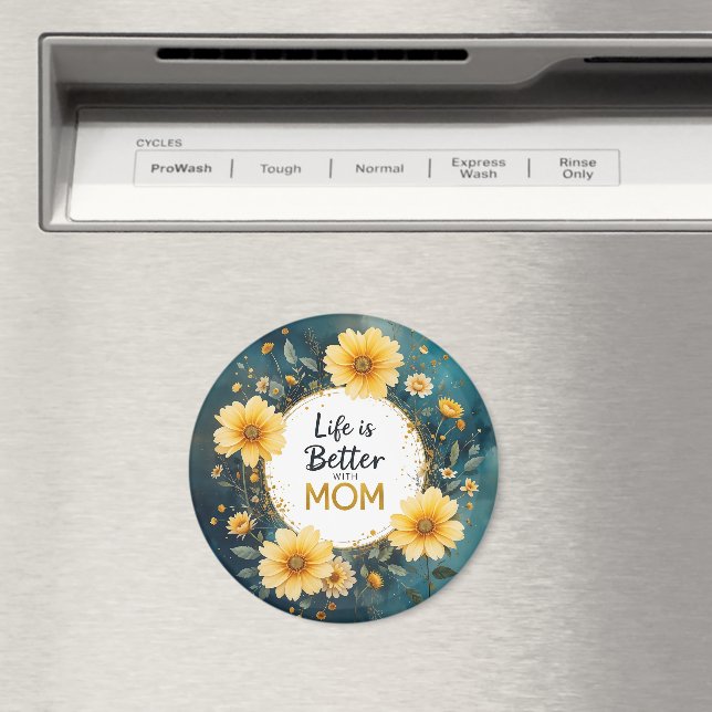 MOM Yellow Wildflowers Butterflies Magnet (In Situ (Dishwasher))