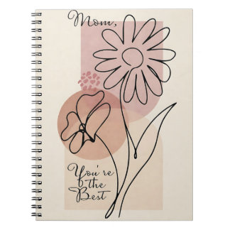 Mom, You’re the Best | Floral Line Anteckningsbok