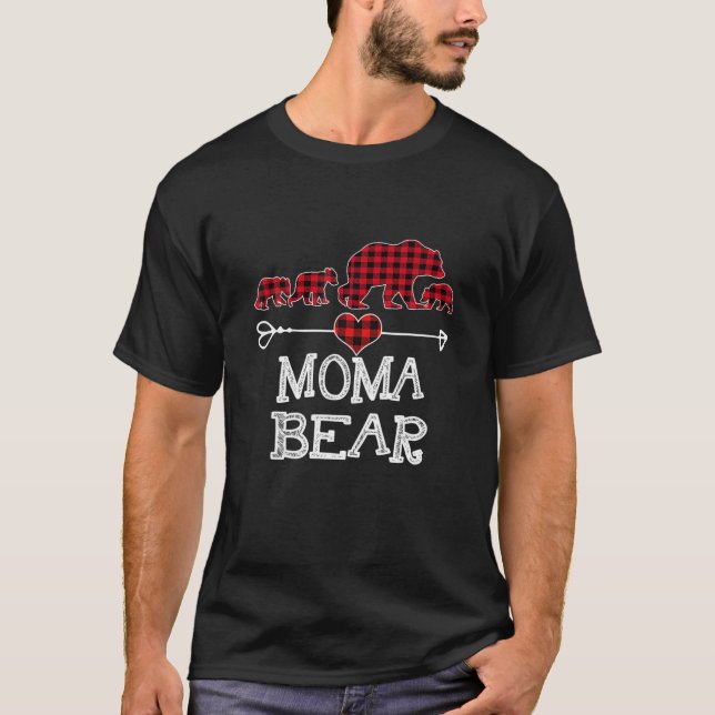 Moma Bear jul jul Julafton Pajama Red Play Buffalo T Shirt (Framsida)