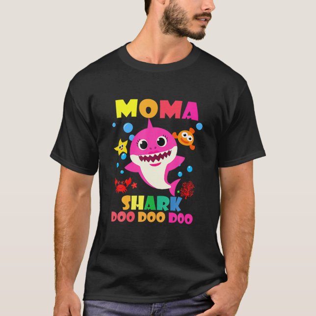 Moma Shark Doo Doo Funny Baby Mamma pappa Kids T Shirt (Framsida)