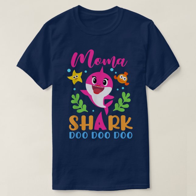 Moma SharkMoma Shark Älskare-familjen Mors dag T Shirt (Design framsida)