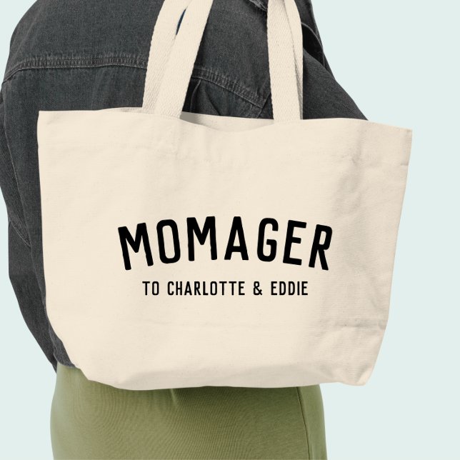 Momager | Modern Mamma Manager Kids Namn Jumbo Tygkasse (Skapare uppladdad)