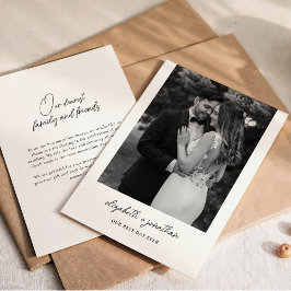 Momantiskt skript - minimalistiskt Bröllop-tackkor Tack Kort