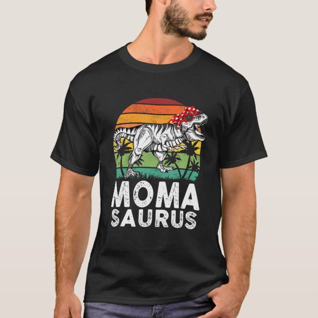 Momasaurus Funny T Rex Dinosaur Moma Saurus-familj T Shirt (Framsida)