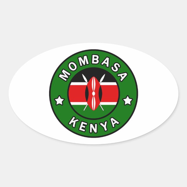 Mombasa Kenya Ovalt Klistermärke (Framsida)
