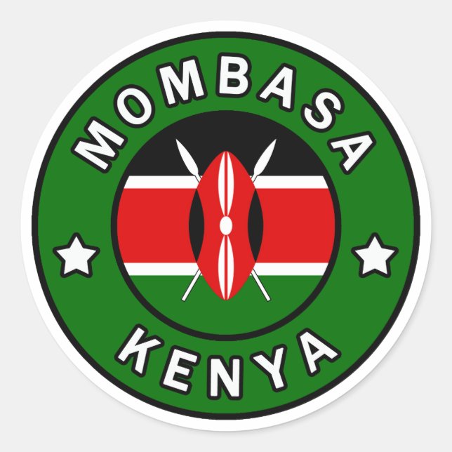 Mombasa Kenya Runt Klistermärke (Framsida)
