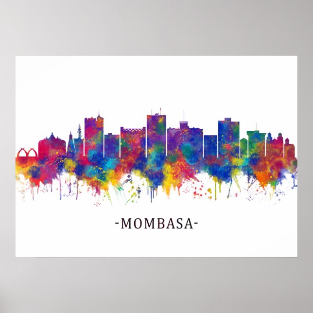 Mombasa Kenya Skyline Poster (Framsidan)